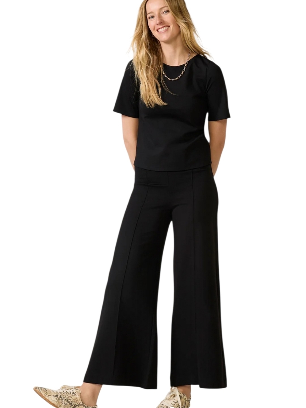 Ripley‎ Rader Black Ponte Knit Wide Leg Pant Women's Small High Rise 30"
